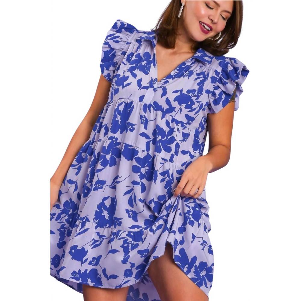 Umgee Blue Ruffled Mini Sundress